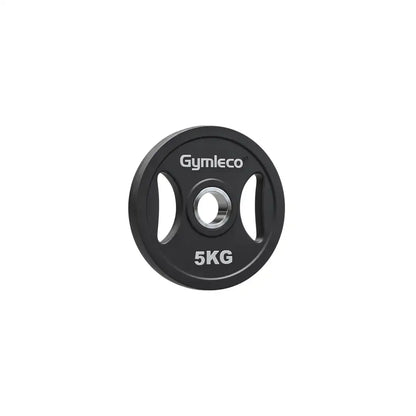 Black weight plates in polyurethane with handles - Svarta viktskivor i polyuretan med handtag 5kg