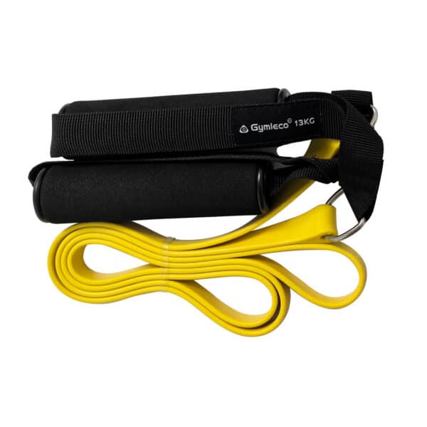 Träningband med handtag gul - Resistance band with handle yellow