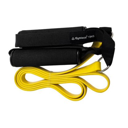 Träningband med handtag gul - Resistance band with handle yellow