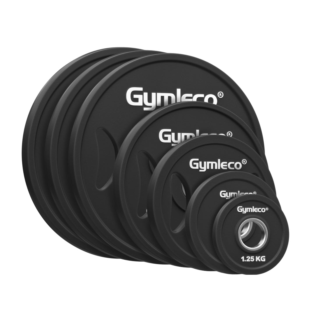 Hantelscheiben Gummi mit Griffen, schwarz